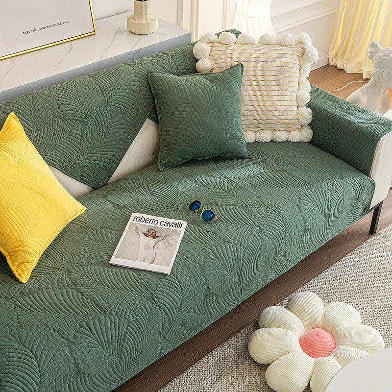 Leaf Pattern Sofa Cover Non-Slip Furniture Protector Cotton Pet Stain Protection Multifunctional | Sansoti