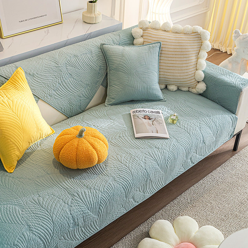 Leaf Pattern Sofa Cover Non-Slip Furniture Protector Cotton Pet Stain Protection Multifunctional | Sansoti