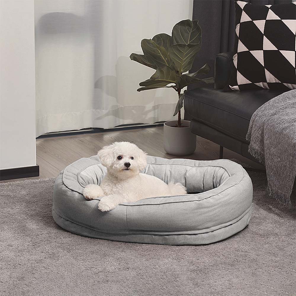 Orthopädisches Donut-Hundebett, rund, mit hohem Rand und rutschfester Unterseite für kleine, mittelgroße und große Hunde | Sansoti