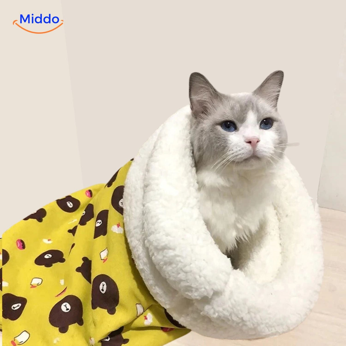Plush Patterned Cat Bed Sleeping Bag - Warm and Comfortable for Small and Large Cats, All Seasons Pet | Sansoti