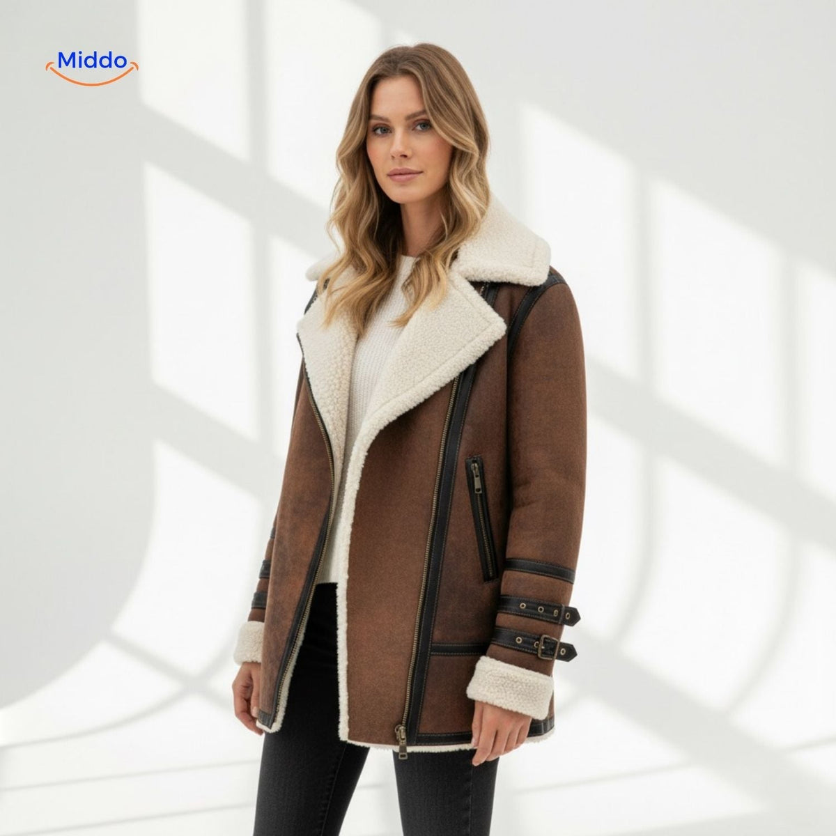 Lange Gevoerde Winterjas voor Dames | Suède-look | Zachte Binnenkraag | Veelzijdig voor Herfst & Winter | Sansoti