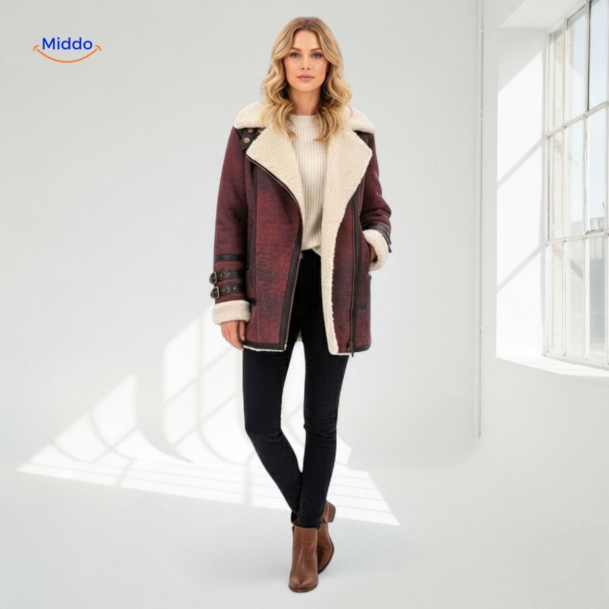 Lange Gevoerde Winterjas voor Dames | Suède-look | Zachte Binnenkraag | Veelzijdig voor Herfst & Winter | Sansoti
