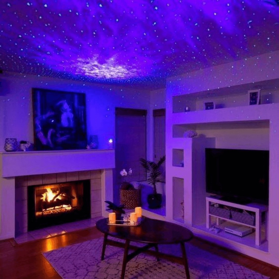 Projecteur d'étoiles avec haut-parleurs Bluetooth et 21 couleurs — projecteur sphérique lumineux avec télécommande pour chambre et salon | Sansoti