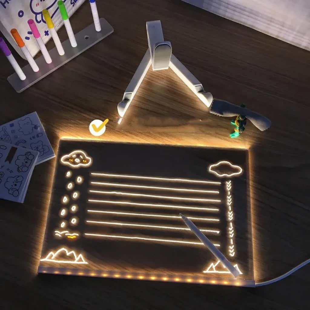 LED Light Board for Drawing and Notes – Reusable Writing Board with Neon Markings | Sansoti
