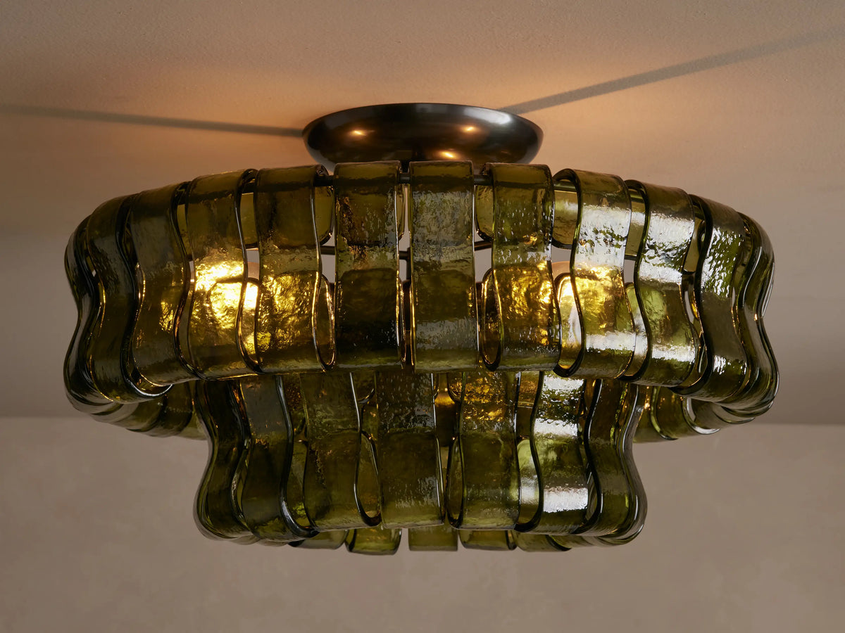 Plafondlamp Glas Textuur Ø46cm Messing Brons 3 Lichtpunten Woonkamer Slaapkamer Eetkamer Modern Design Verlichting | Sansoti