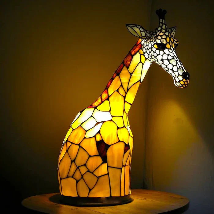 Decoratieve Tafellamp met Dierenprint Gebrandschilderd Glas Effect 15cm Warm Sfeerlicht voor Woonkamer Slaapkamer Nachtkastje | Sansoti