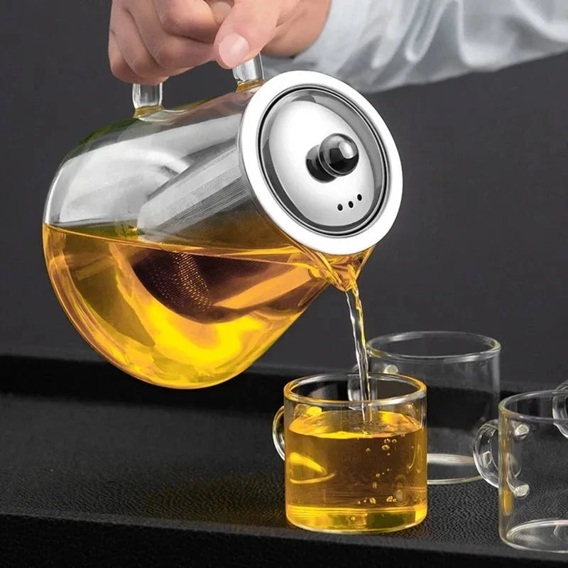 Glasteekanne mit Edelstahl-Teesieb 550 ml 950 ml 1300 ml Hitzebeständiges Borosilikatglas Transparent Tee zubereiten | Sansoti
