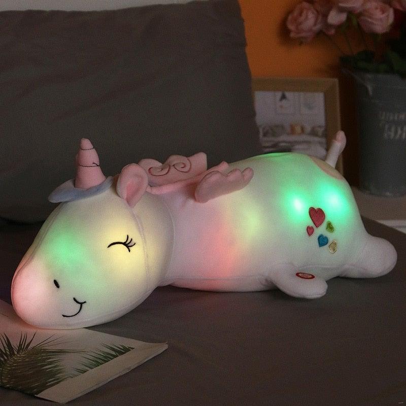 Leuchtendes Kuscheltier Einhorn mit LED-Beleuchtung 60 cm Plüsch-Nachtlicht Spielzeug für Kinderzimmer | Sansoti
