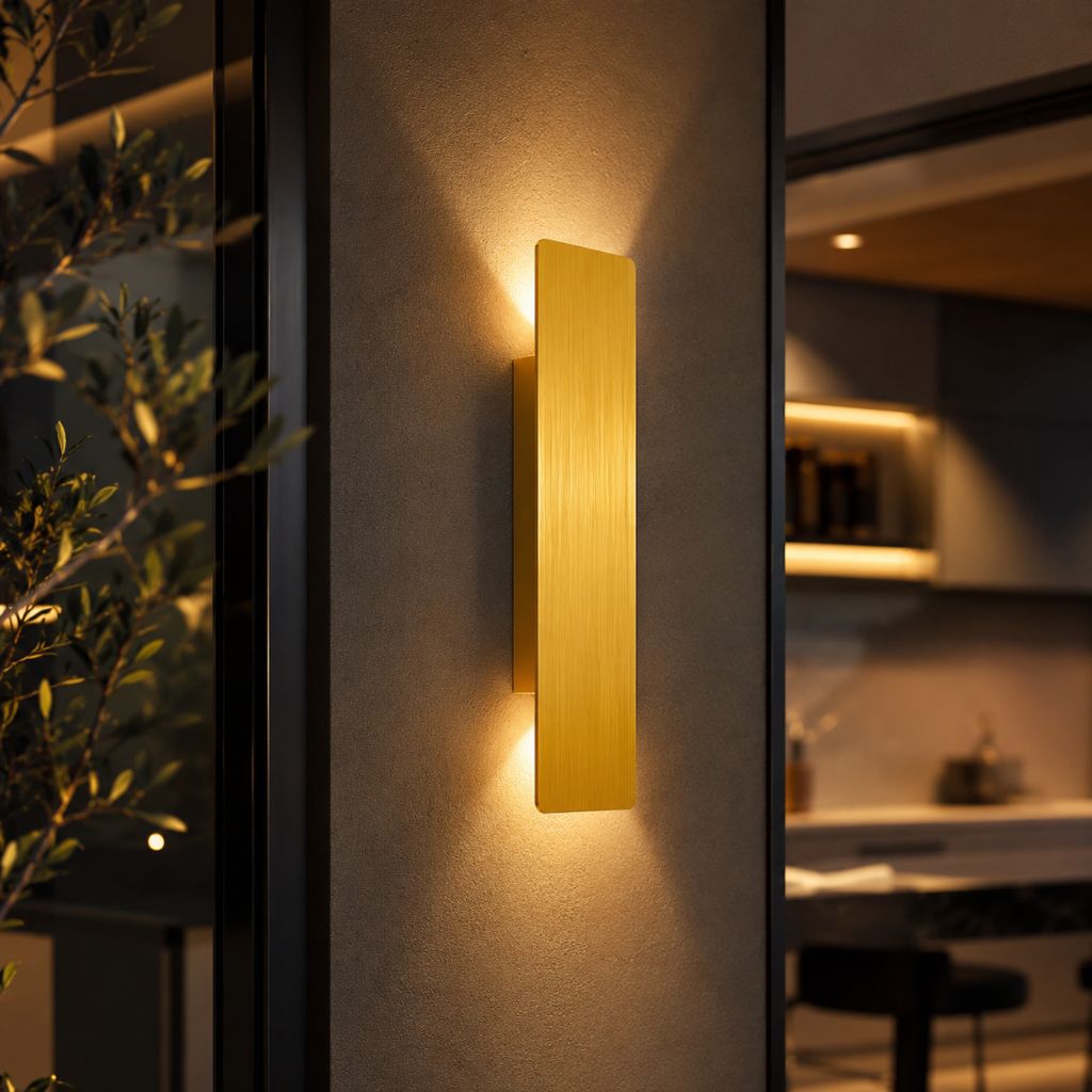 Applique murale en aluminium couleur or IP65 étanche, éclairage extérieur LED pour jardin, balcon et terrasse, 6 W, 18 W, 24 W | Sansoti