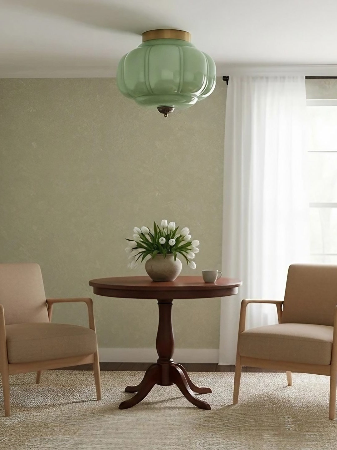 Retro Deckenlampe mit Milchglas-Schirm – Feine Semi-Flush-Mount-Beleuchtung für moderne Innenräume | Sansoti