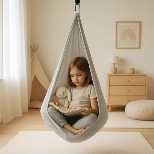 Katoenen Hangcocon voor Kinderen 100x280 cm Zintuiglijke Ontspanning Therapieschommel Sensorisch Roze Blauw | Sansoti