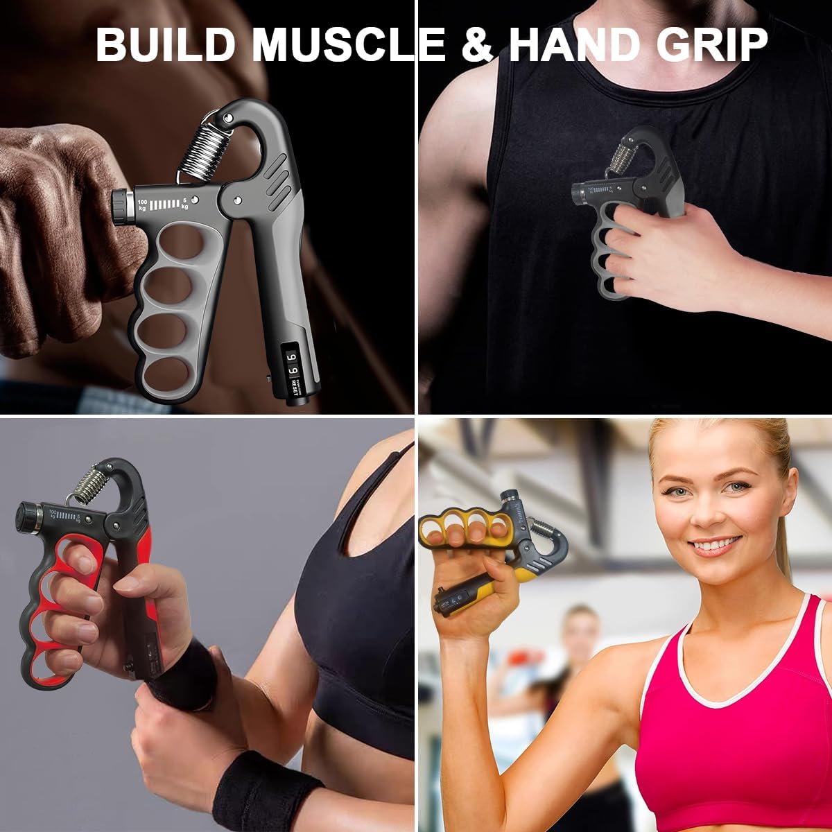 Forearm Trainer Hand Gripper Adjustable up to 100 kg Strength Training at Home Black Fitness Equipment Grip Muscle Strengthening | Sansoti