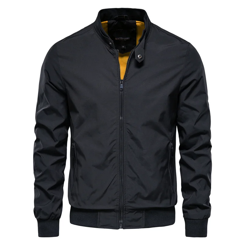 Lightweight Men's Bomber Jacket Ribbed Collar Summer Classic Design Refined Look Modern Casual Style | Sansoti