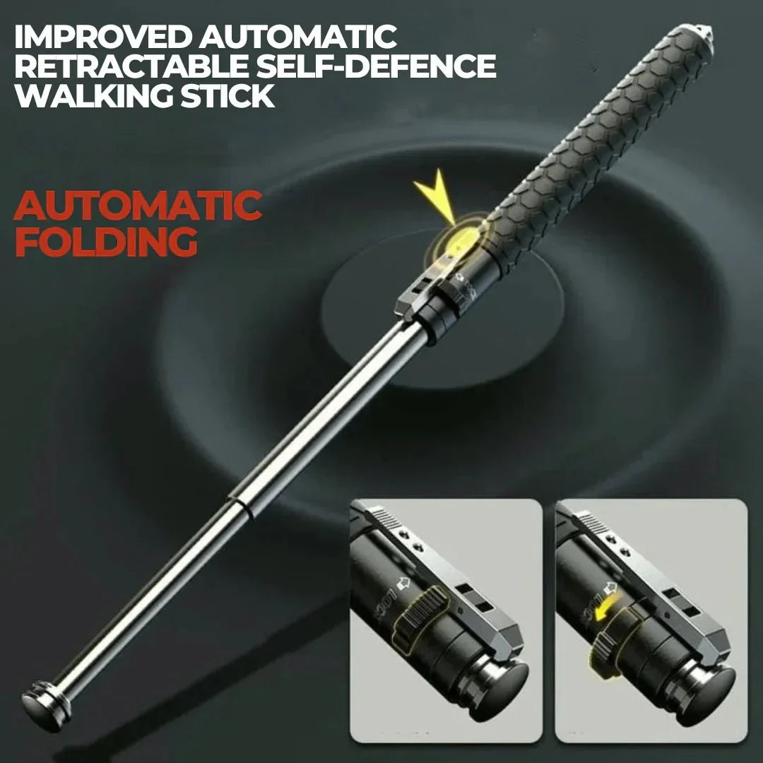 Folding walking stick with automatic unfolding mechanism, non-slip handle, adjustable for outdoor walking | Sansoti