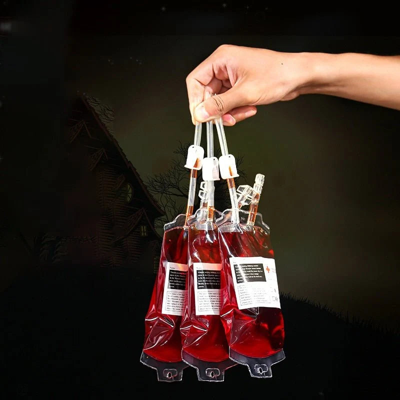 Trinkbeutel Blutbeutel 400 ml Halloween-Cosplay-Mottoparty-Partybedarf Lustiger wiederverwendbarer Trinkbeutel | Sansoti
