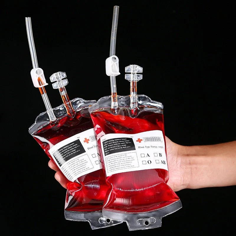Trinkbeutel Blutbeutel 400 ml Halloween-Cosplay-Mottoparty-Partybedarf Lustiger wiederverwendbarer Trinkbeutel | Sansoti