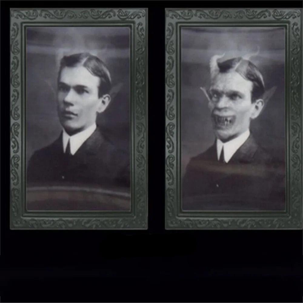 3D Moving Portrait Changing Face Halloween Decorative Picture Frame Creepy Wall Decoration Horror | Sansoti