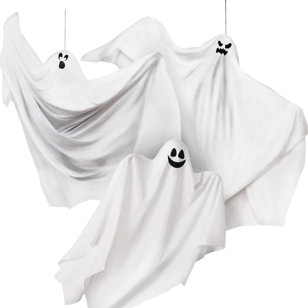 Hanging Ghost Set White Mesh Flexible Arms 3 Pieces Halloween Decoration Indoor Party Spooky Haunted House | Sansoti
