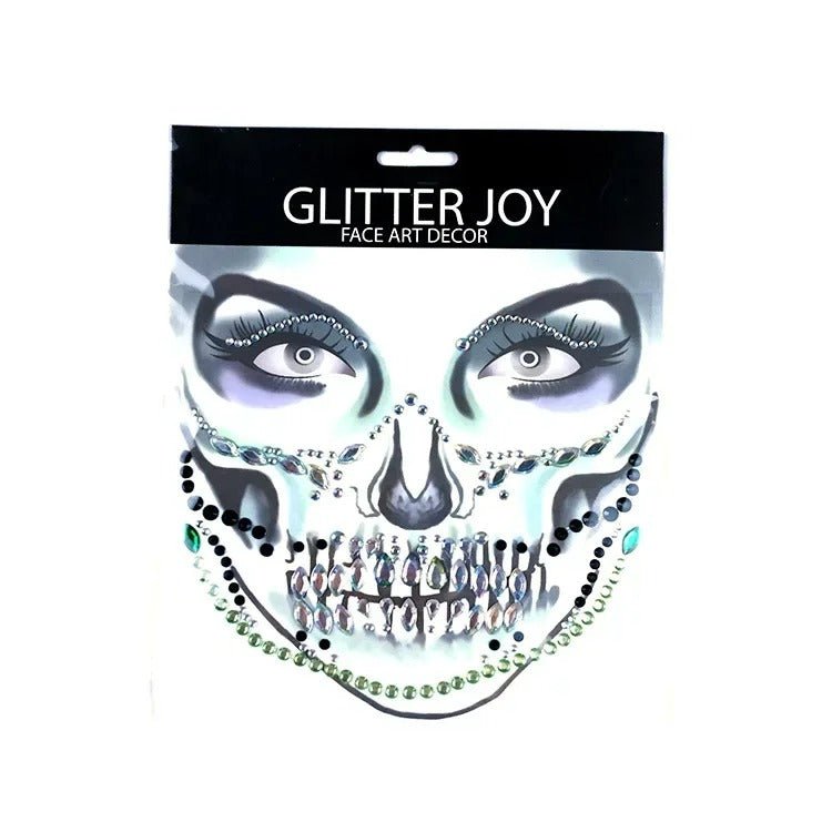 Gesichtsschmuck Halloween Totenkopf Stern Spinne Selbstklebend Acryl Strass Glitzer Party Verkleidung Karneval | Sansoti