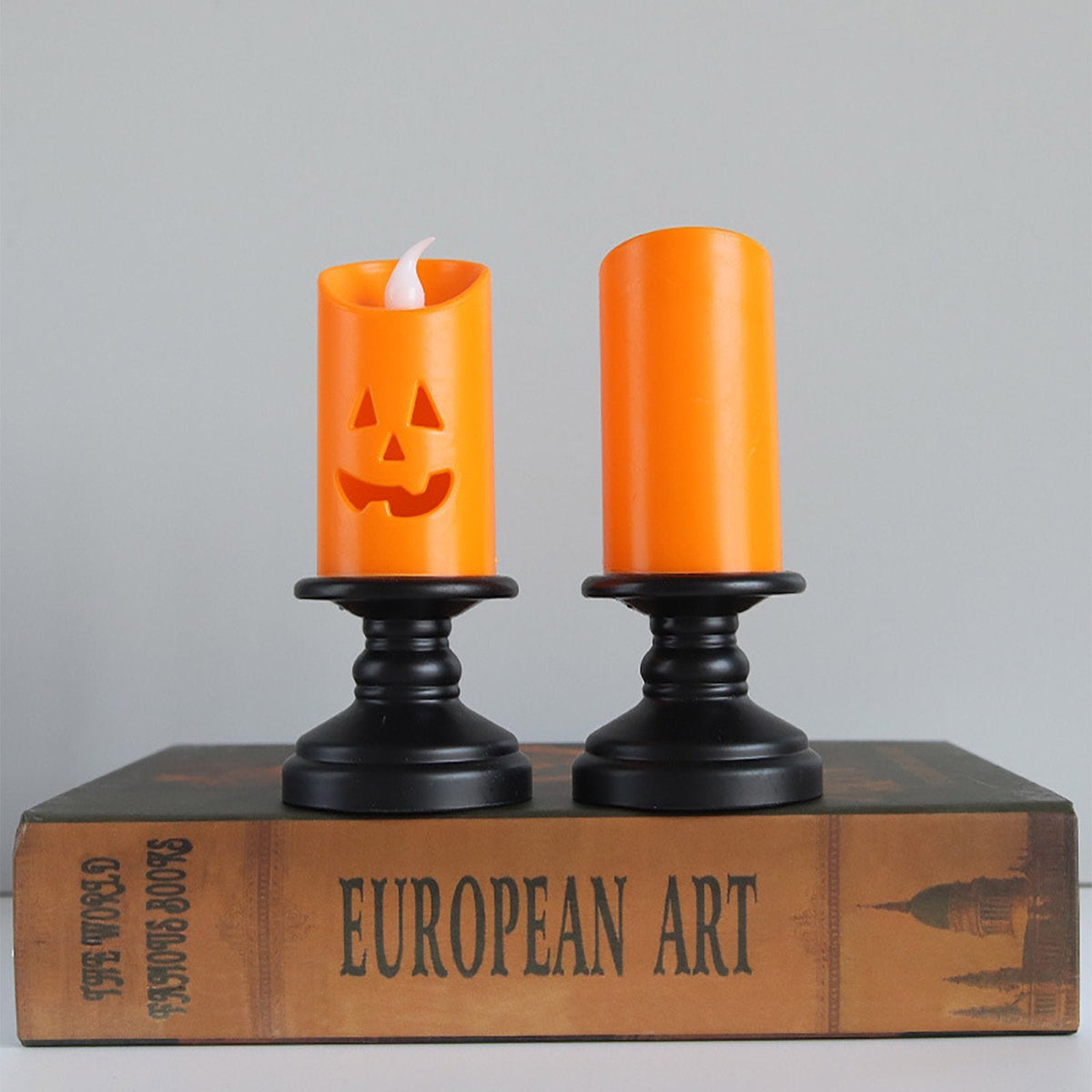 LED Pompoen Kaars met Spookjesgezicht voor Halloween Decoratie Veilig Sfeervol Batterij Theelicht Sfeerverlichting | Sansoti