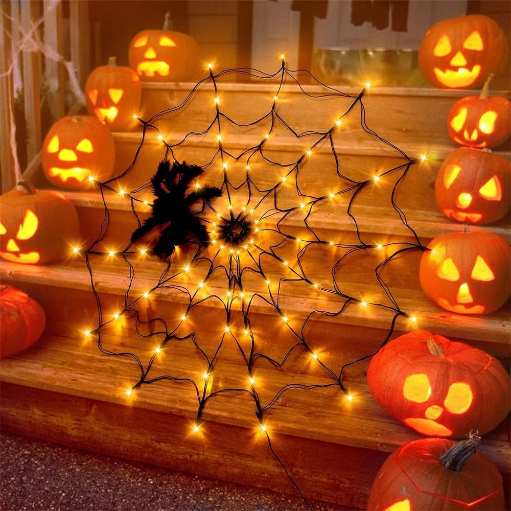 Spinnenwebverlichting LED Waterdicht Halloween Decoratie Feestverlichting 8 Standen Afstandsbediening | Sansoti