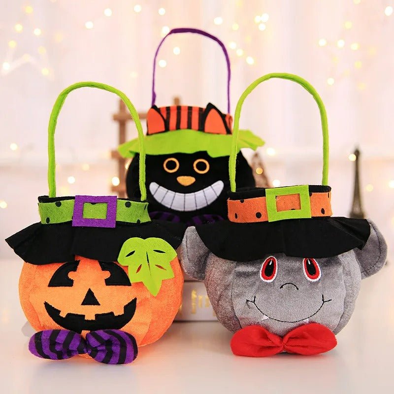 Foldable Halloween candy bag made of non-woven fabric for children, trick-or-treat bag, party decoration, pumpkin | Sansoti