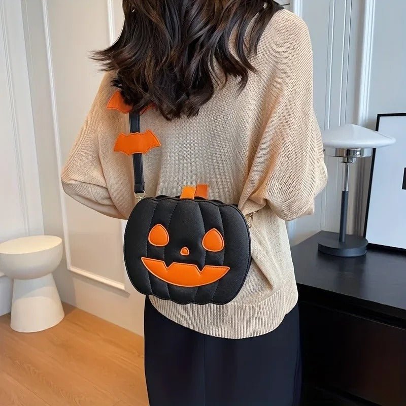 Pompoen Schoudertas Halloween Thema PU Leer Dames Crossbody Handtas Feestelijk Accessoire met Opbergruimte | Sansoti