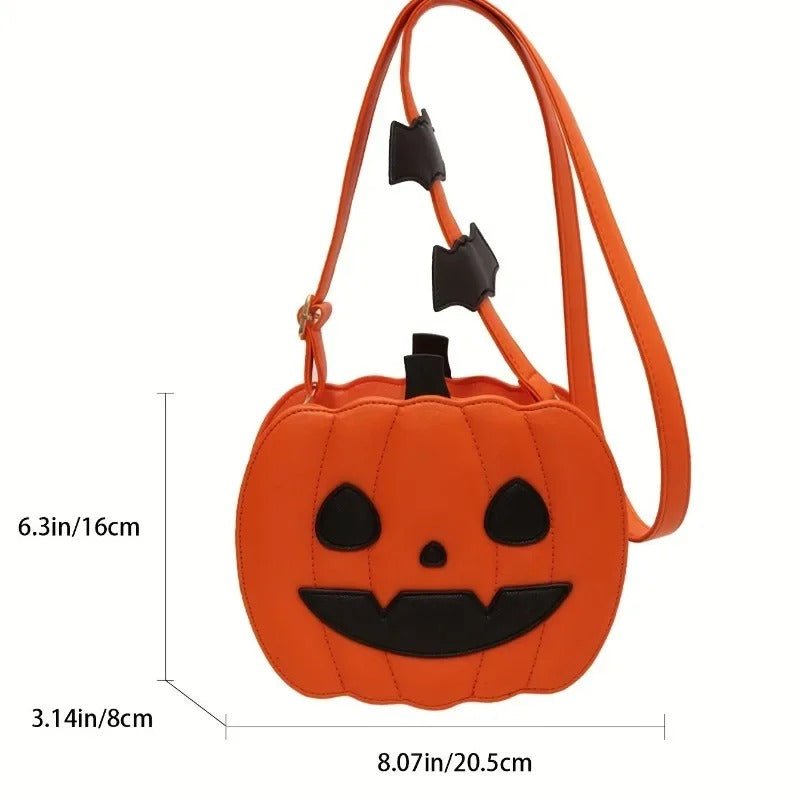 Pompoen Schoudertas Halloween Thema PU Leer Dames Crossbody Handtas Feestelijk Accessoire met Opbergruimte | Sansoti