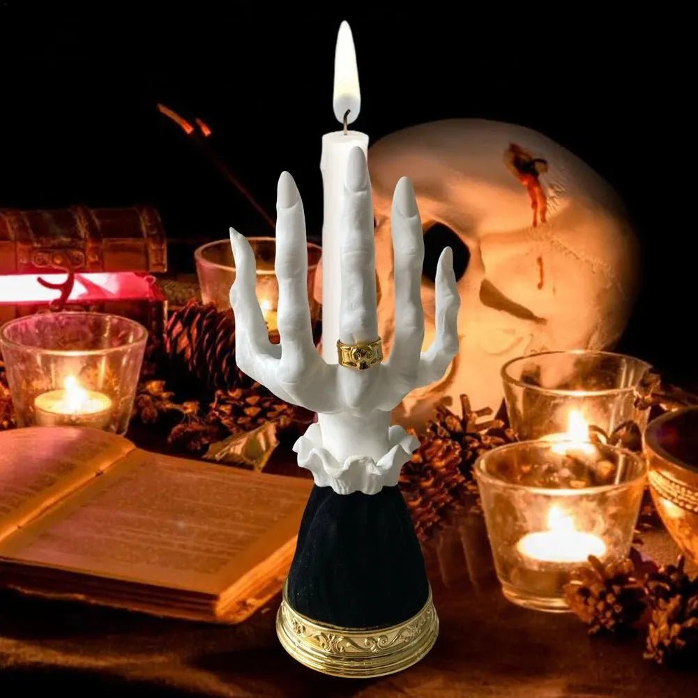Resin Witch Finger Candle Holder Gothic Horror Decoration Halloween Ambiance Mystical Atmosphere Interior Accessory | Sansoti