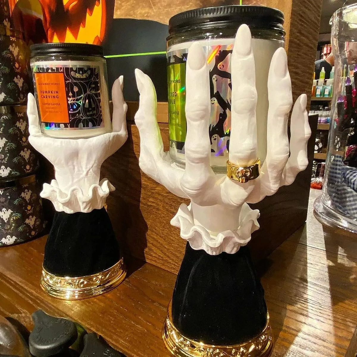 Resin Witch Finger Candle Holder Gothic Horror Decoration Halloween Ambiance Mystical Atmosphere Interior Accessory | Sansoti