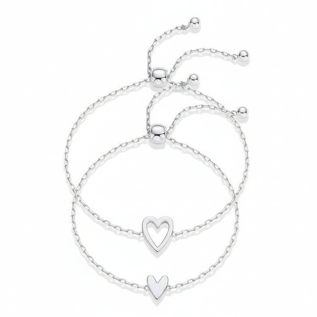 Goldene Herzarmband-Set für Mutter und Tochter - Partnerarmbänder mit symbolischem Herzanhänger - hypoallergen 14K vergoldet oder versilbert - Geschenk für Familie, Freundschaft, Geburtstag | Sansoti