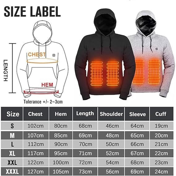 Verwarmde Hoodie met USB Aansluiting Verstelbare Warmtezones voor Outdoor Werk Camping Wandelen Winter | Sansoti
