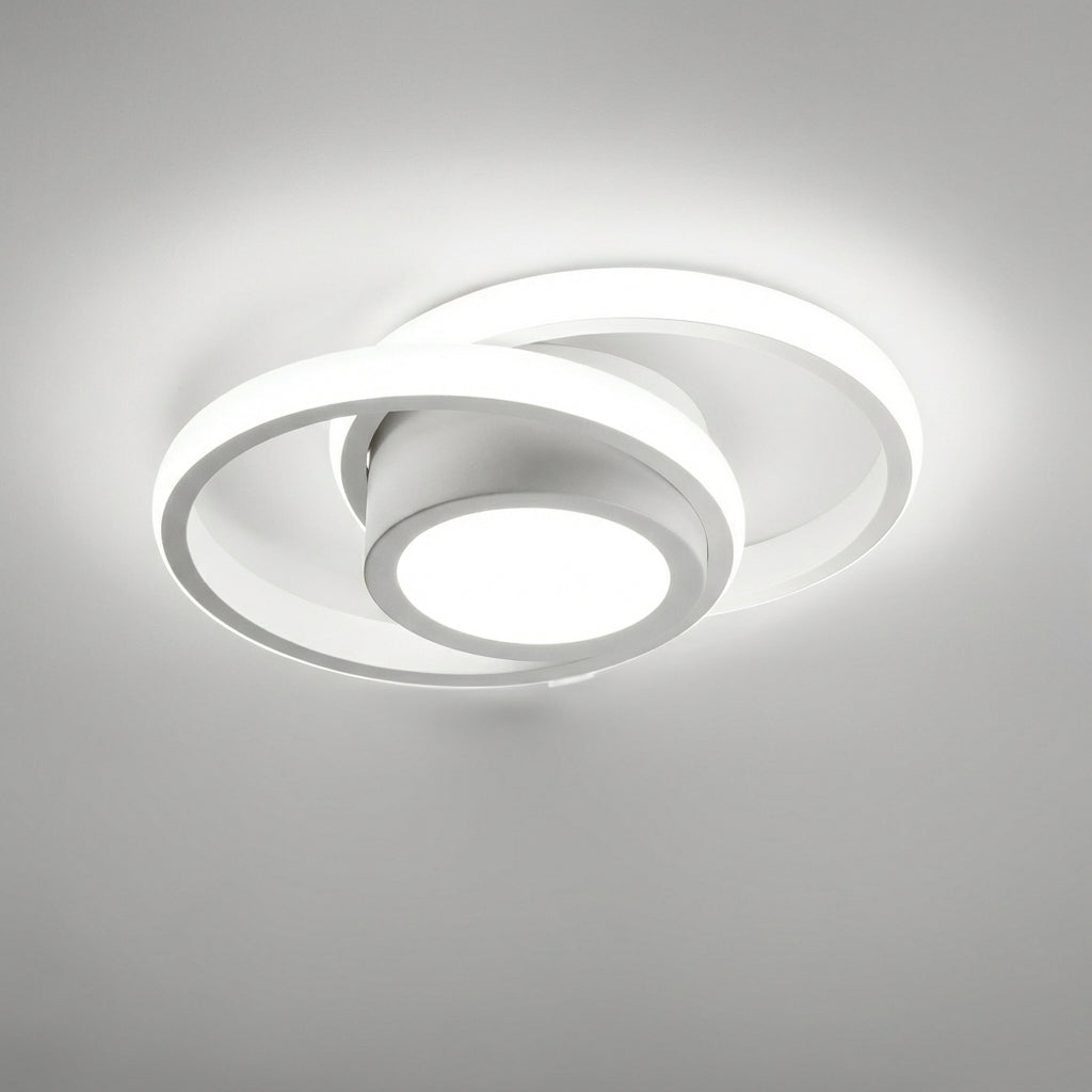 LED Deckenlampe Doppelring Aluminium 24cm Wohnzimmer Schlafzimmer Warmweiß Energiesparend 18W Deckenleuchte | Sansoti