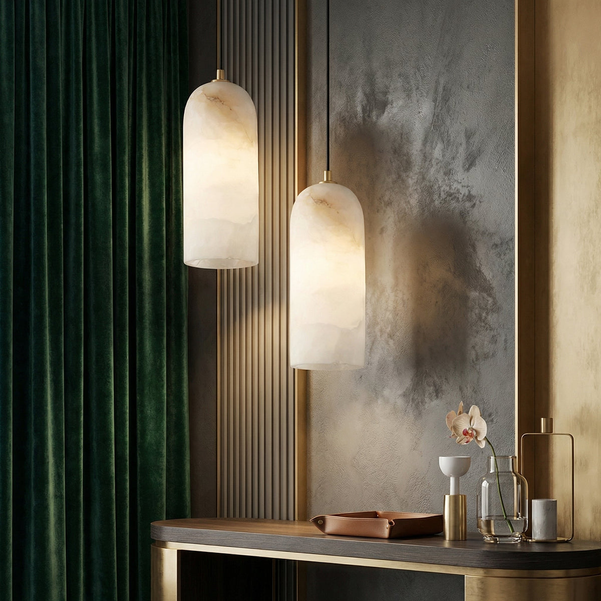 Hanglamp Keukeneiland Marmer Koper H 25 cm Dia 10 cm Kabel 1,5 m Verstelbaar Plafondmontage Eettafel Pendel | Sansoti