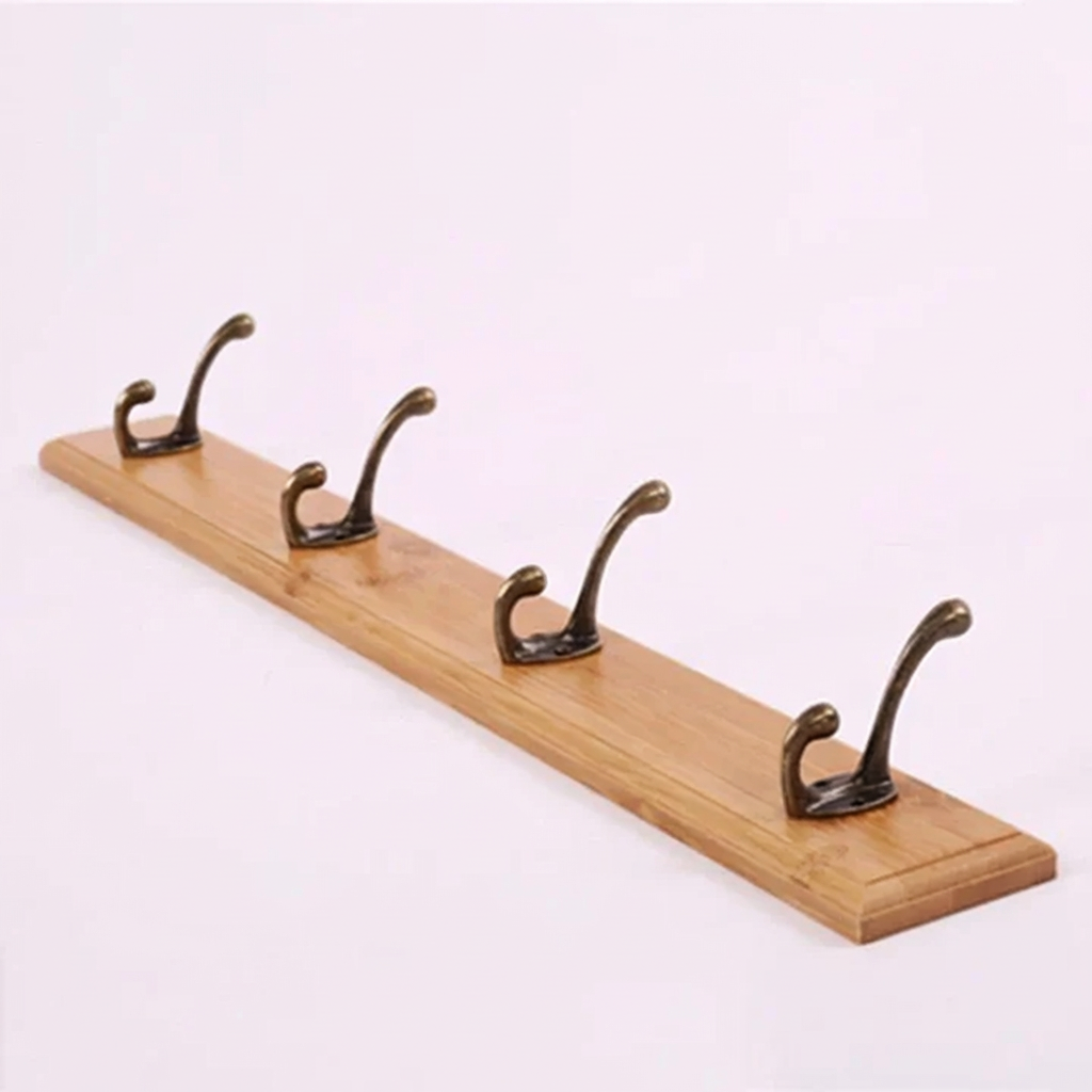 Wall Coat Rack Solid Wood 4-5 Hooks White Beige Brown Wall Mount | Coat Rack Hallway Bedroom | Scandinavian Wooden Coat Rack | Sansoti