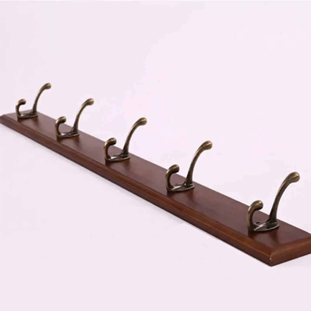 Wall Coat Rack Solid Wood 4-5 Hooks White Beige Brown Wall Mount | Coat Rack Hallway Bedroom | Scandinavian Wooden Coat Rack | Sansoti