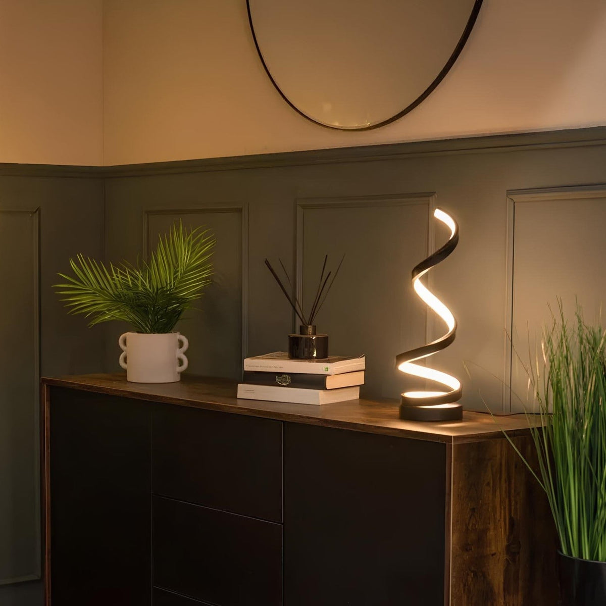 Spiral Metal Table Lamp Dimmable 3 Light Colors Warm Neutral Cool White Modern Ambient Lamp Desk Lamp | Sansoti