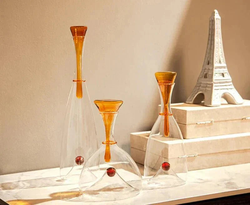 Glazen Karaf Mondgeblazen Decoratieve Stop Amber Blauw Loodvrij Vaatwasmachinebestendig Eettafel Woonkamer | Sansoti