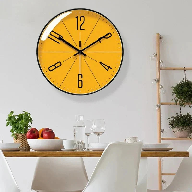 Cichy zegar ścienny kwarcowy z okrągłą tarczą, skandynawski design do salonu, kuchni, biura i sypialni | Sansoti