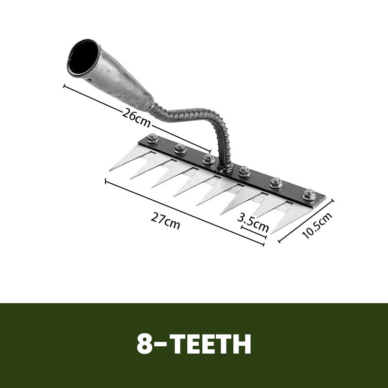Garden Rake Head Carbon Steel 5–8 Tines Interchangeable System for Lawns, Weeding, Soil Cultivation, and Garden Maintenance | Sansoti