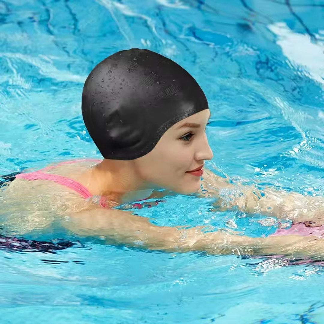 Silicone Swim Cap with Ear Compartments – Water-Repellent & Anti-Slip for Long Hair Swimming Recreation | Sansoti