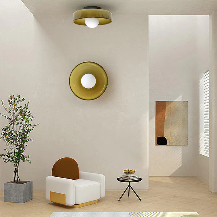 Mulon Plafondlamp en Wandlamp Glas G9 Amber Woonkamer Slaapkamer Design Verlichting Modern Rond | Sansoti