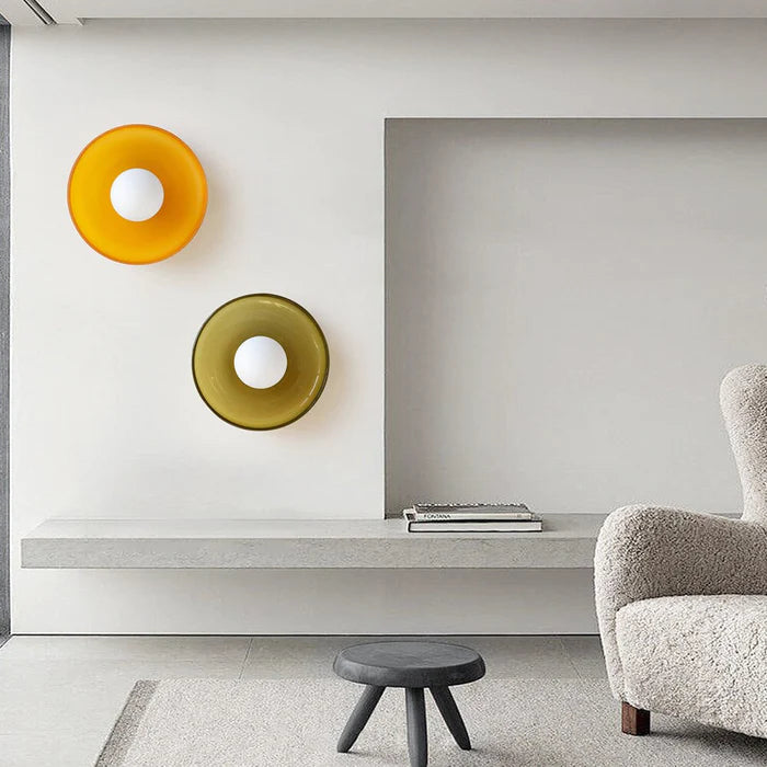 Mulon Plafondlamp en Wandlamp Glas G9 Amber Woonkamer Slaapkamer Design Verlichting Modern Rond | Sansoti