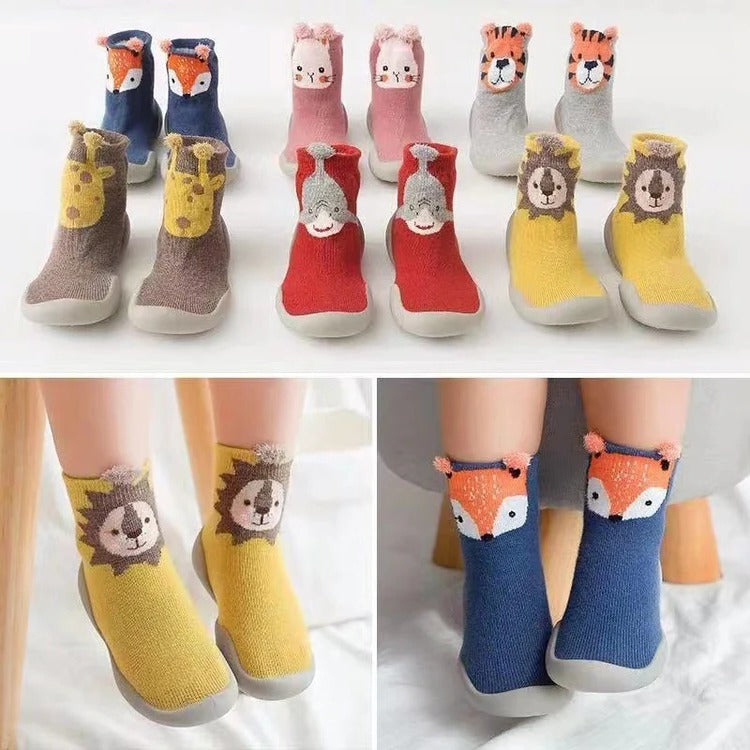 Antislip Huissokken voor Baby's en Peuters met Zachte Zool Dierenmotieven Warm Binnen Schoeisel Comfort | Sansoti