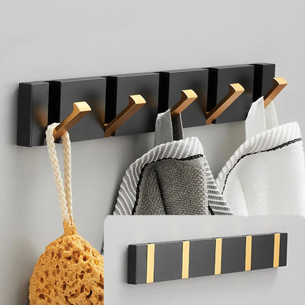 Wall Hook Foldable Stainless Steel Black Gold Coat Rack Hook Bathroom Hall Kitchen Foldable Minimalist Design Coat Hook Towel Hook | Sansoti