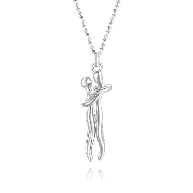 Embrace Necklace – Two Figures – Love & Connection – Hypoallergenic Steel | Sansoti