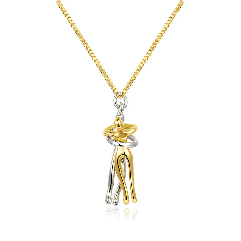 Embrace Necklace – Two Figures – Love & Connection – Hypoallergenic Steel | Sansoti
