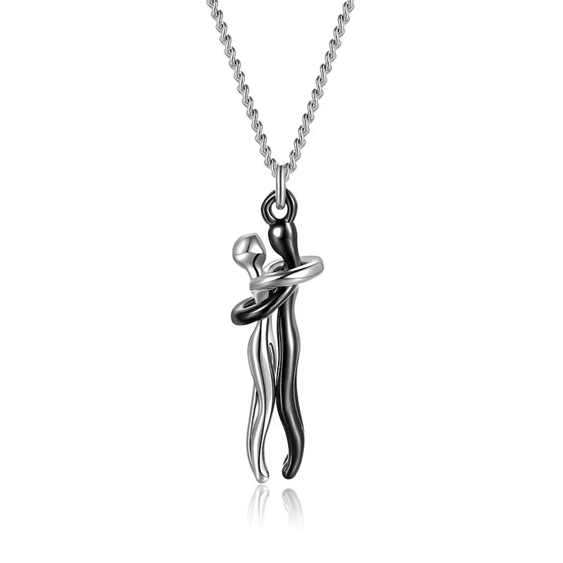 Embrace Necklace – Two Figures – Love & Connection – Hypoallergenic Steel | Sansoti
