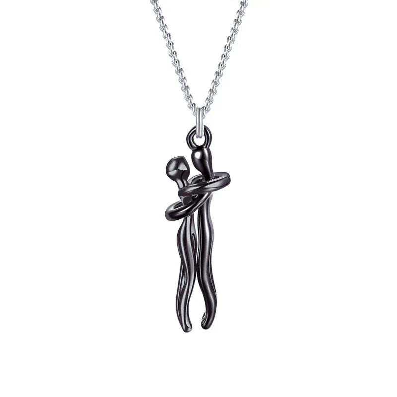 Embrace Necklace – Two Figures – Love & Connection – Hypoallergenic Steel | Sansoti