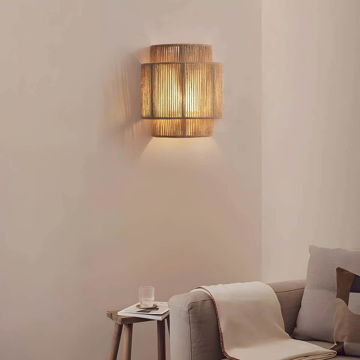 Wall Lamp Braided Rope Natural Material Atmospheric Soft Light Modern Rustic Living Room Bedroom | Sansoti